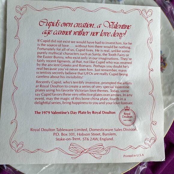 Royal Doulton Collectible Valentine’s Day 1979 Plate NIB - Picture 6 of 8